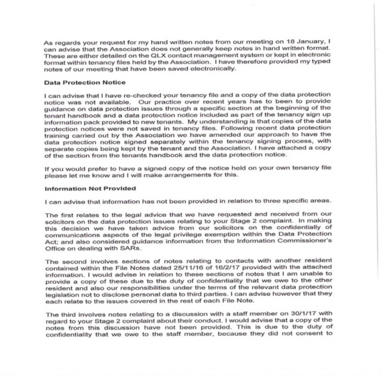 DATA PROTECTION NOTICE COMPLAINT RESPONSE
